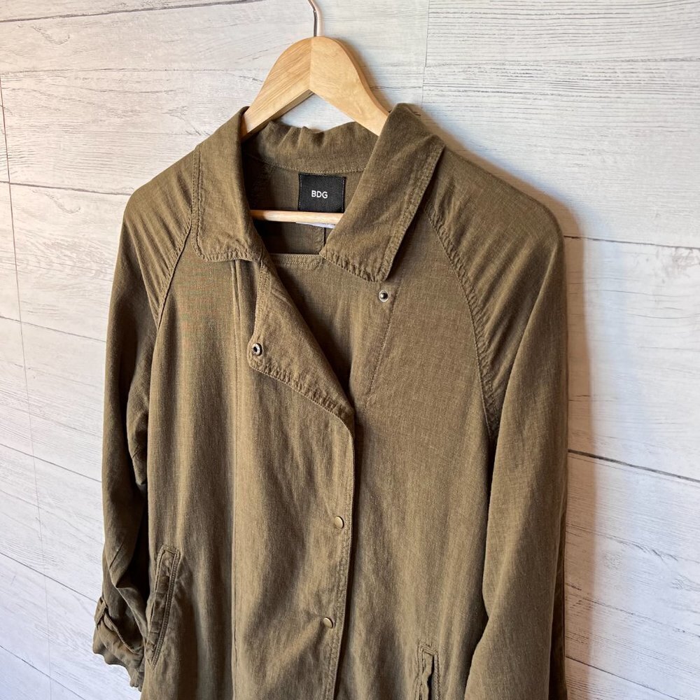 BDG Urban Outfitters Jacket Womens SZ S/P Khaki Olive Green Linen Blend Military - Picture 4 of 14